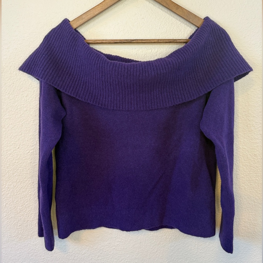 Express Ribbed Off The Shoulder Long Sleeve Sweater Top, Size Medium - Picture 3 of 12